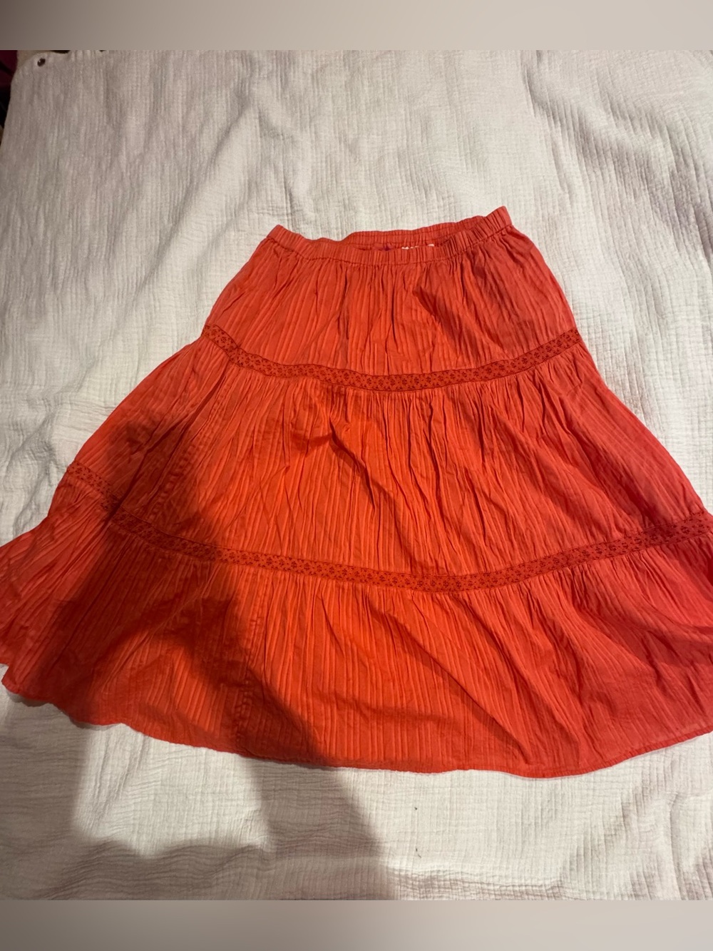 Cappagallo Women’s Boho Maxi Tiered Lined Skirt Coral Size Large Western Casual